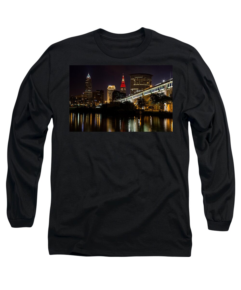 Sports Long Sleeve T-Shirt featuring the photograph Wine And Gold In Cleveland by Dale Kincaid
