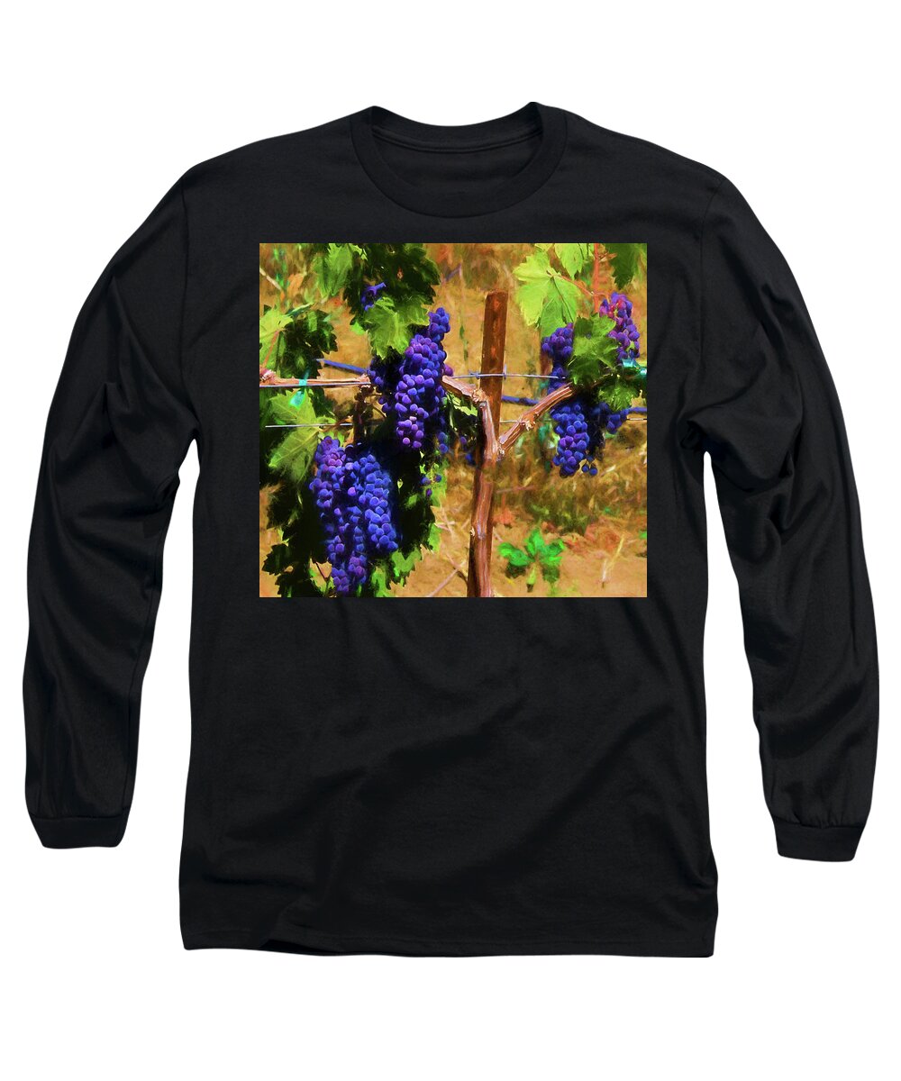 Wine Long Sleeve T-Shirt featuring the painting Wine Country by Kandy Hurley