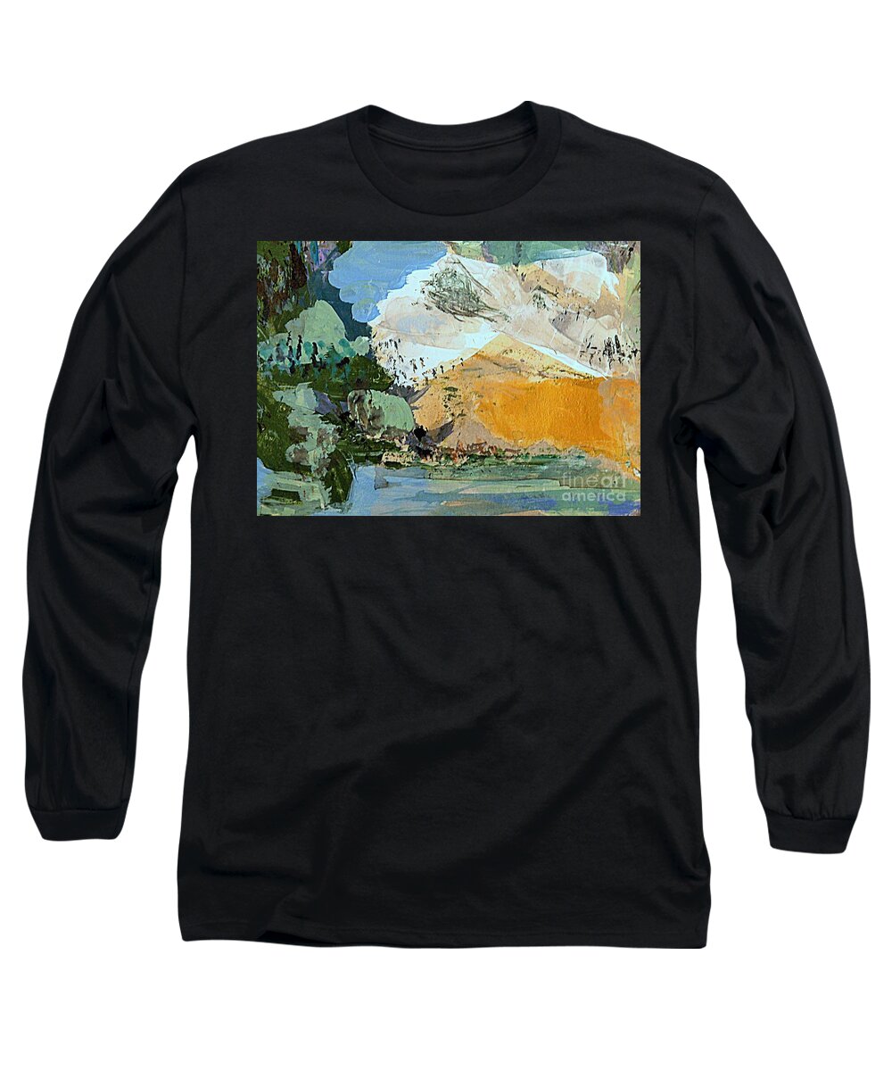 Abstract Fantasy Landscape In Acrylic And Gouache Long Sleeve T-Shirt featuring the painting Winter Fantasy by Nancy Kane Chapman