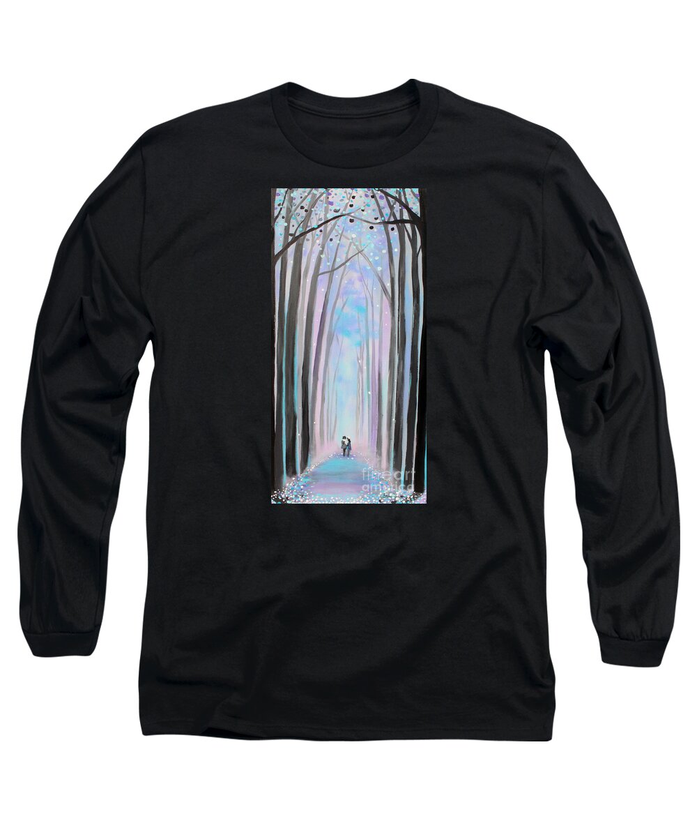 Winter Long Sleeve T-Shirt featuring the painting Winter's Walk by Stacey Zimmerman