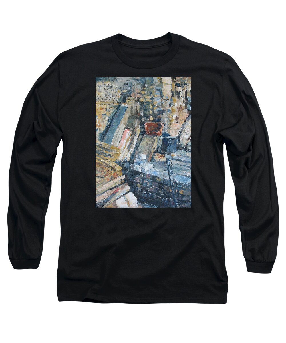 Abstract Long Sleeve T-Shirt featuring the painting Working to Abstraction by Connie Schaertl