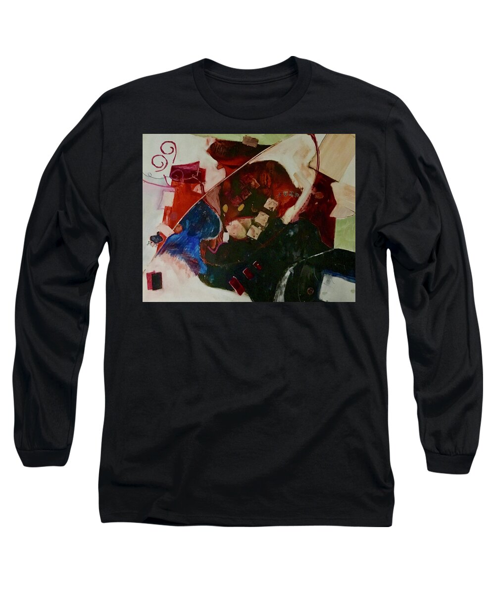 Abstract Long Sleeve T-Shirt featuring the painting Yelling Orphan by Carole Johnson