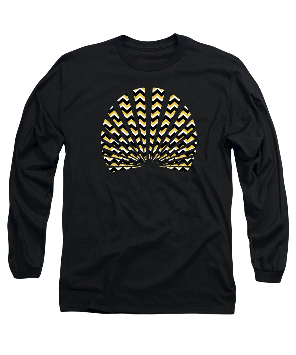 Chevron Pattern Long Sleeve T-Shirt featuring the mixed media Yellow and Black Chevron Pattern by Christina Rollo