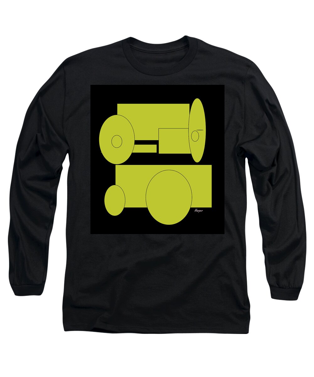 Designs Long Sleeve T-Shirt featuring the digital art Yellow on Black by Cathy Harper