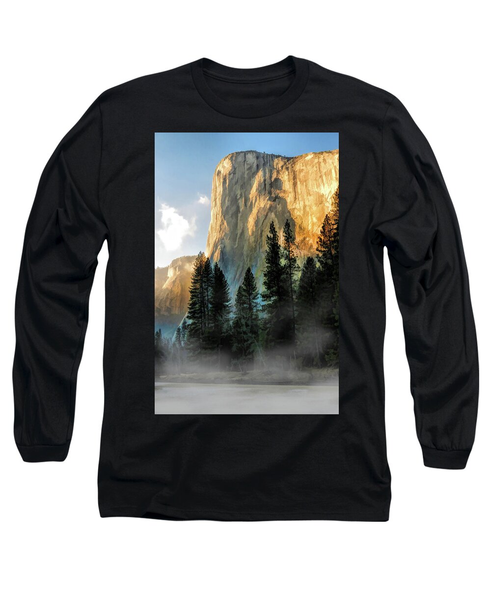 Yosemite Long Sleeve T-Shirt featuring the painting Yosemite National Park El Capitan by Christopher Arndt