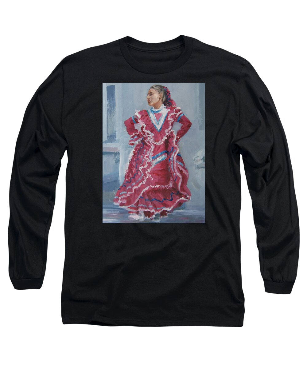 San Antonio Long Sleeve T-Shirt featuring the painting Young Dancer at Arneson Theater by Connie Schaertl