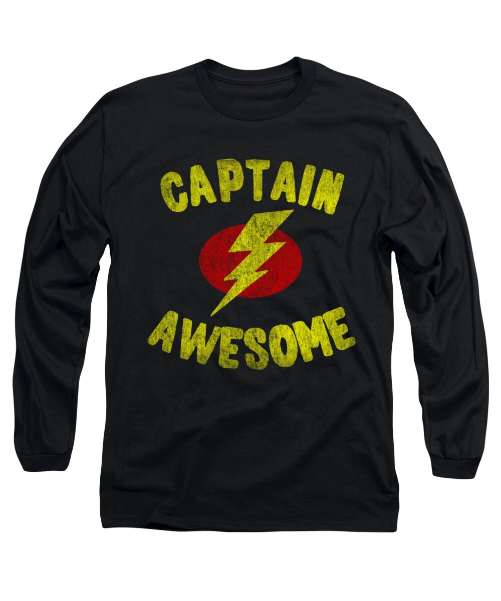 Cool Long Sleeve T-Shirt featuring the digital art Captain Awesome Vintage #1 by Flippin Sweet Gear