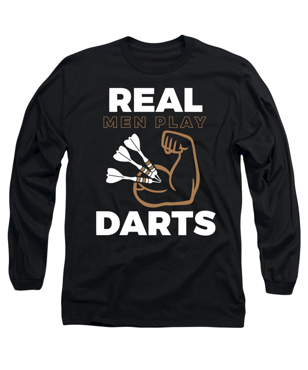 Funny Darts Gift Long Sleeve T-Shirt featuring the digital art Funny Darts design Gift for Dart Players Pub Games Sports Professionals and Amateurs on the Dart Board #3 by Martin Hicks