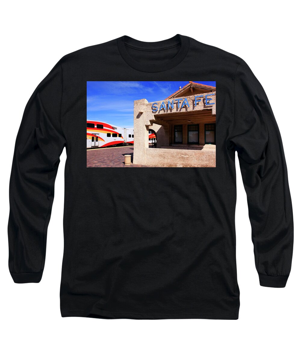 Santa Fe Long Sleeve T-Shirt featuring the photograph Santa Fe Railway Station #1 by Chris Smith
