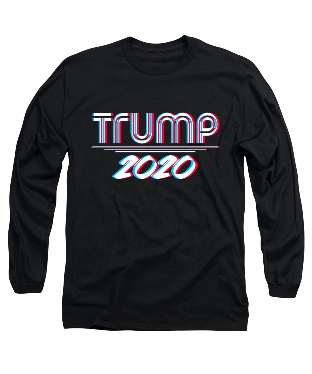 President-trump Long Sleeve T-Shirt featuring the digital art Trump 2020 3D Effect #1 by Flippin Sweet Gear