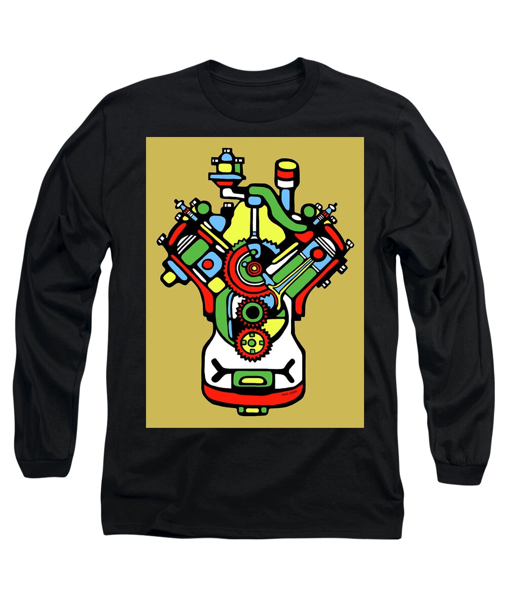 V-8 Long Sleeve T-Shirt featuring the painting 1932 Ford Flathead V-8 by Mike Segal