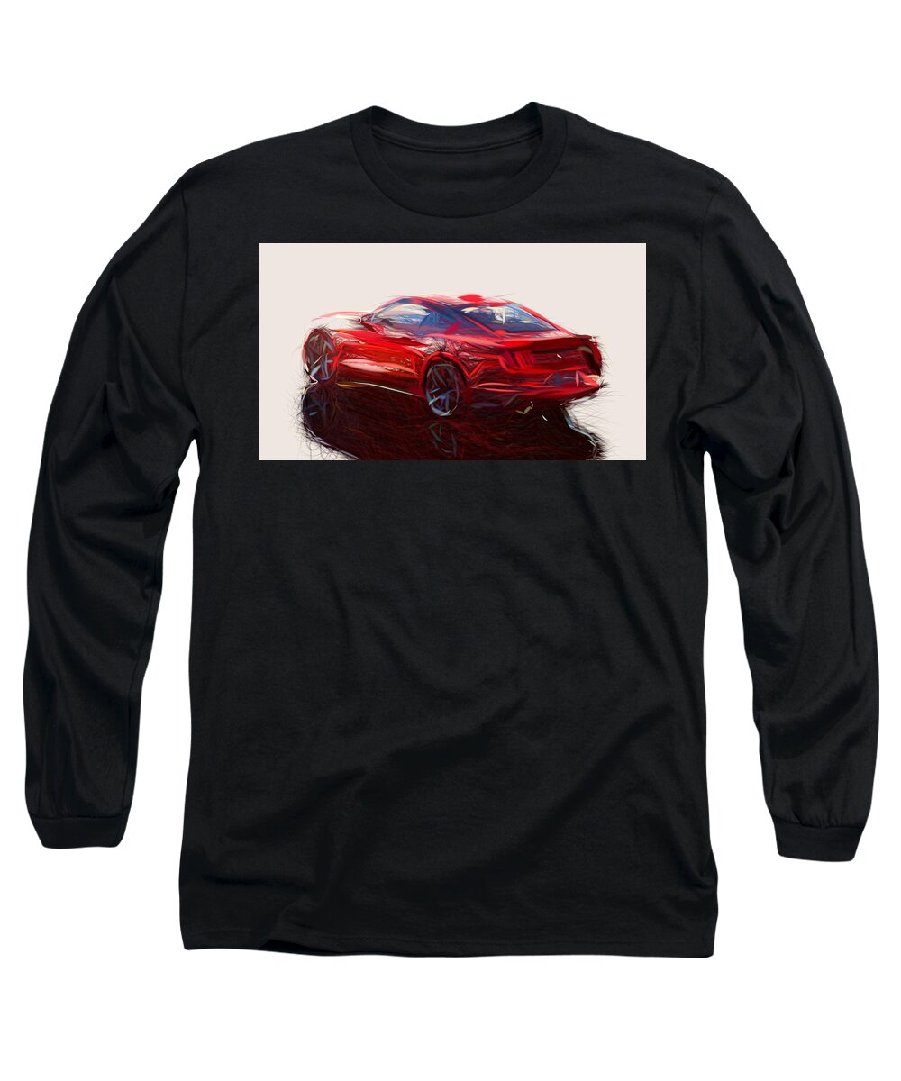Ford Long Sleeve T-Shirt featuring the digital art Ford Mustang GT Draw #27 by CarsToon Concept