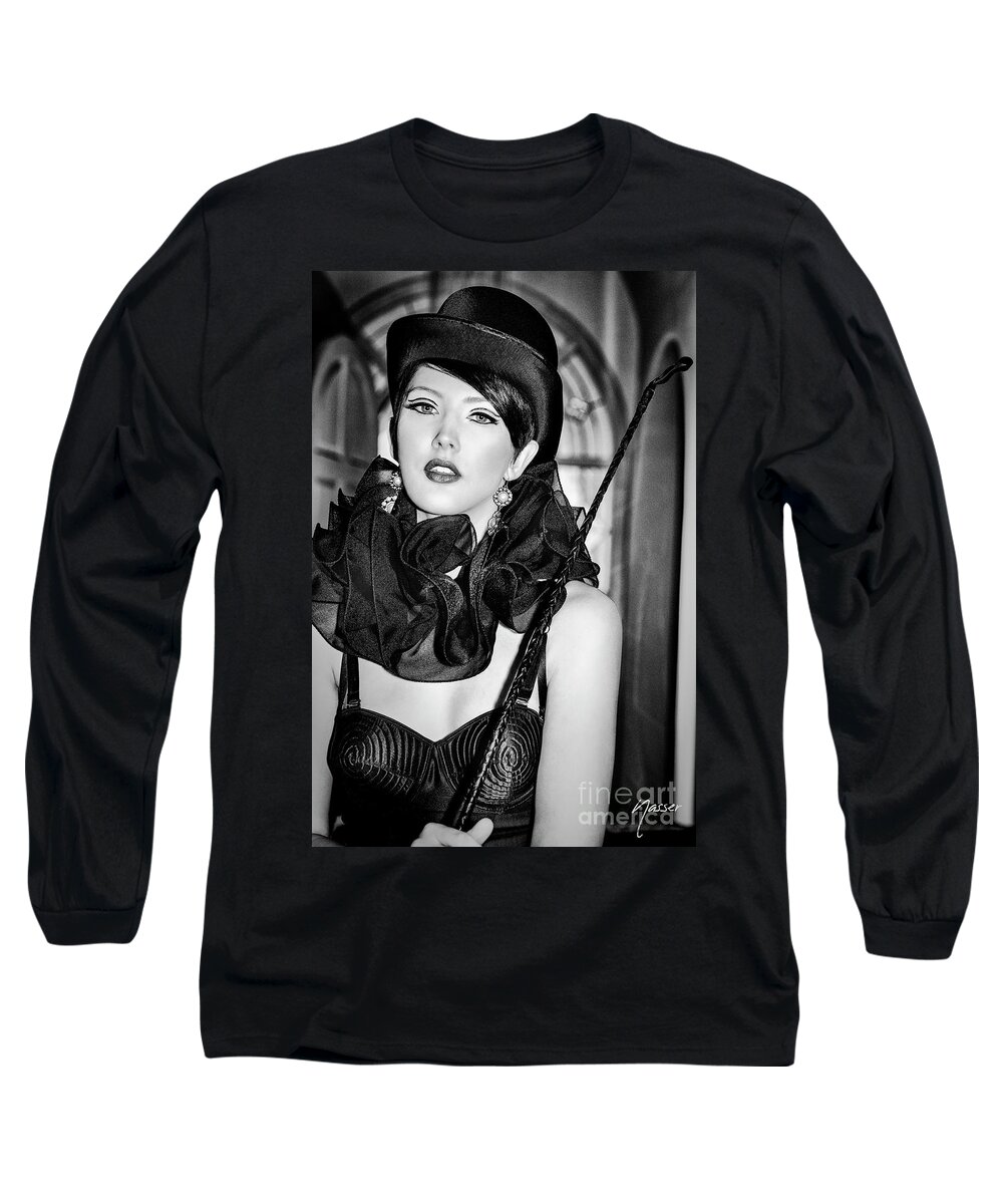 Attitude Long Sleeve T-Shirt featuring the photograph 5251 Foxy Lady Natasha Z by Amyn Nasser