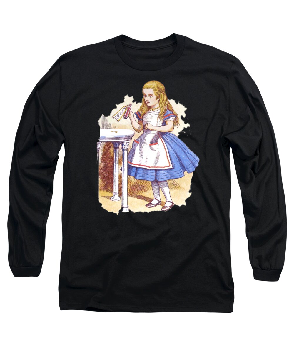Funny Long Sleeve T-Shirt featuring the digital art Alice In Wonderland Retro by Flippin Sweet Gear