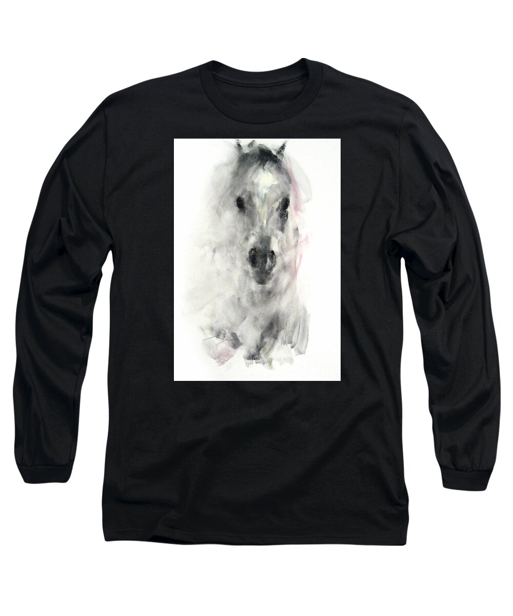 Horse Long Sleeve T-Shirt featuring the painting Anson by Janette Lockett