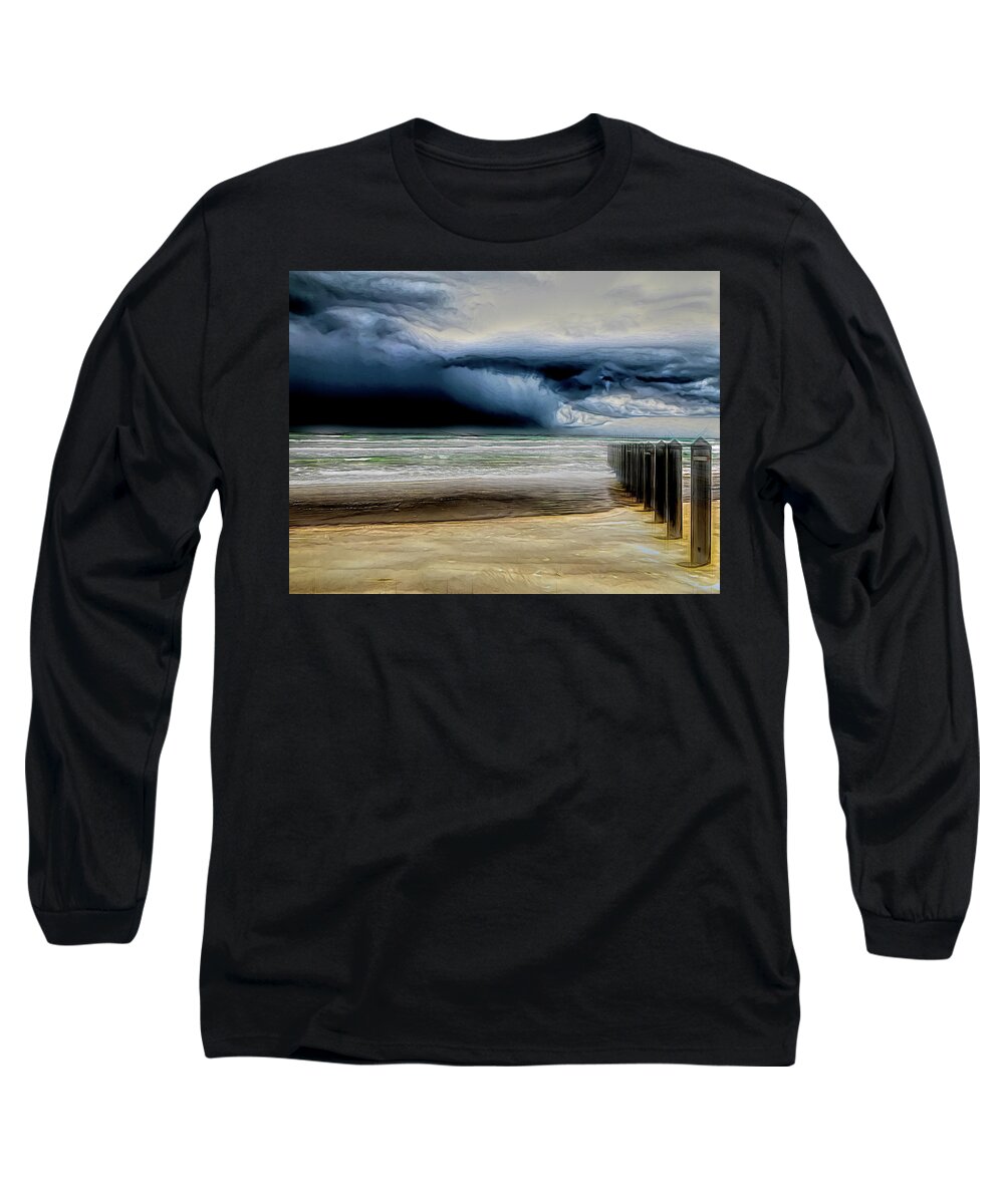 Debra Martz Long Sleeve T-Shirt featuring the photograph Approaching Storm at the Beach  by Debra Martz