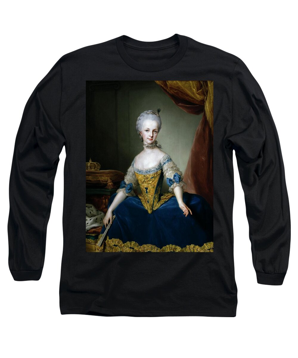 Anton Raphael Mengs Long Sleeve T-Shirt featuring the painting 'Archduchess Maria Josepha of Austria', ca. 1767, German School, Oil on can... by Anton Raphael Mengs -1728-1779-