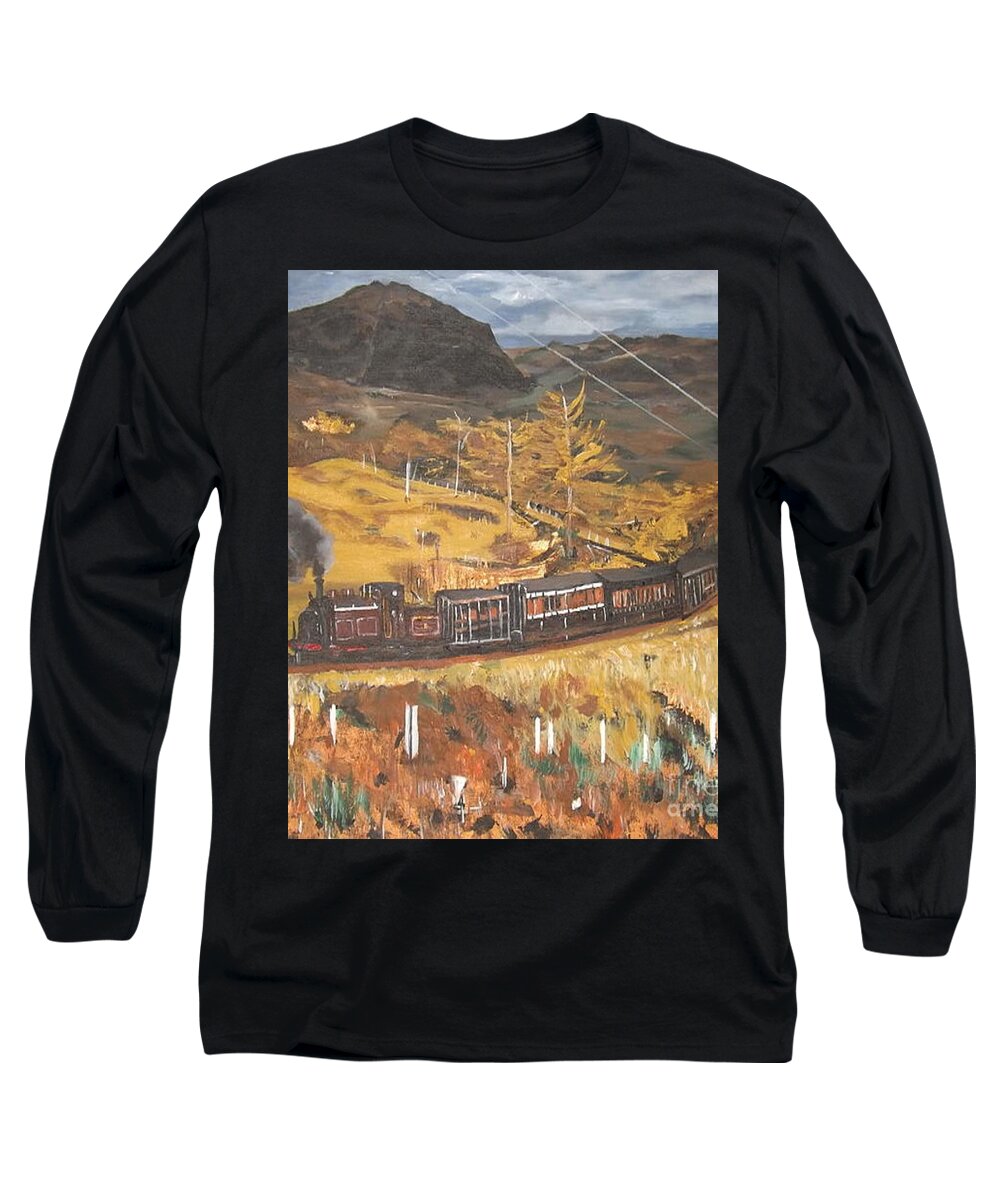 Acrylic Painting Long Sleeve T-Shirt featuring the painting Black Mountain by Denise Morgan