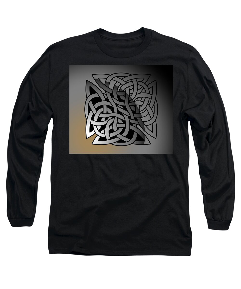 Celtic Shield Knot Long Sleeve T-Shirt featuring the digital art Celtic Shield Knot 7 by Joan Stratton