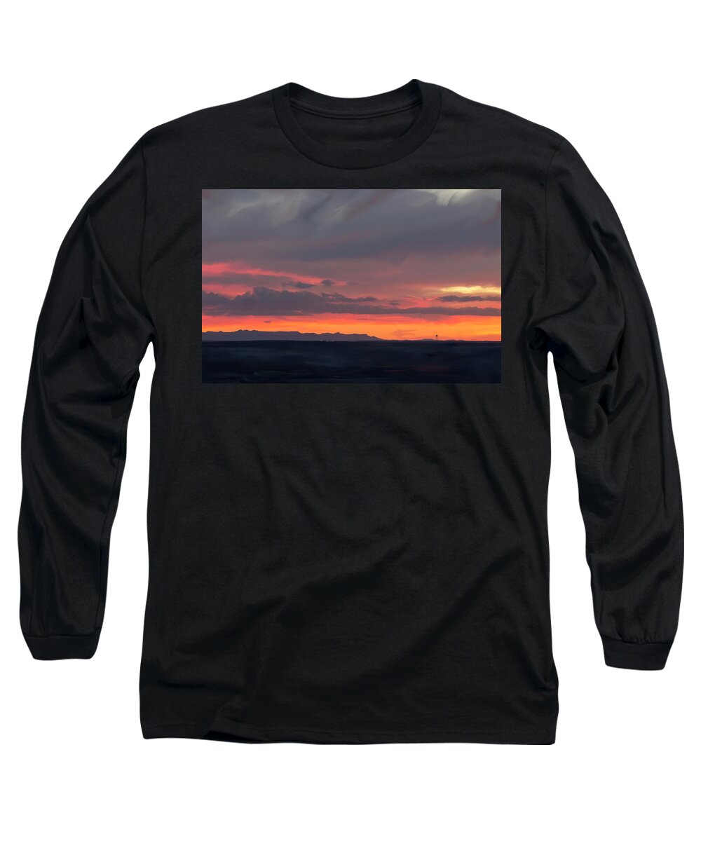 Sunset Long Sleeve T-Shirt featuring the mixed media Chuska Sunset by Jonathan Thompson