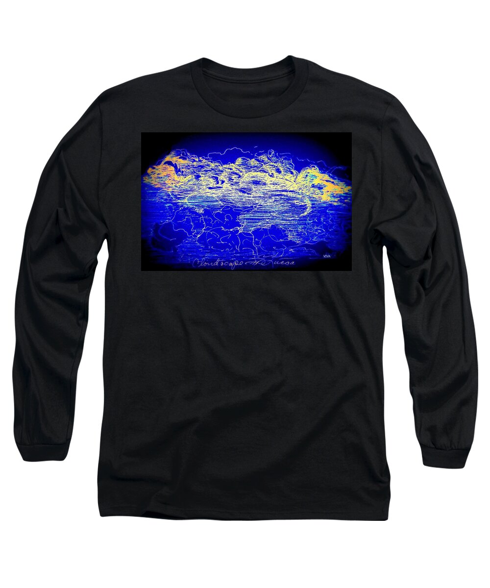 Cloudscape Long Sleeve T-Shirt featuring the mixed media Cloudscape by VIVA Anderson