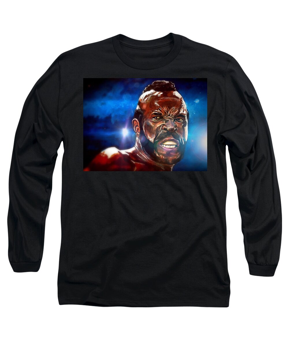 Clubber Lang Long Sleeve T-Shirt featuring the painting Clubber Lang by Joel Tesch