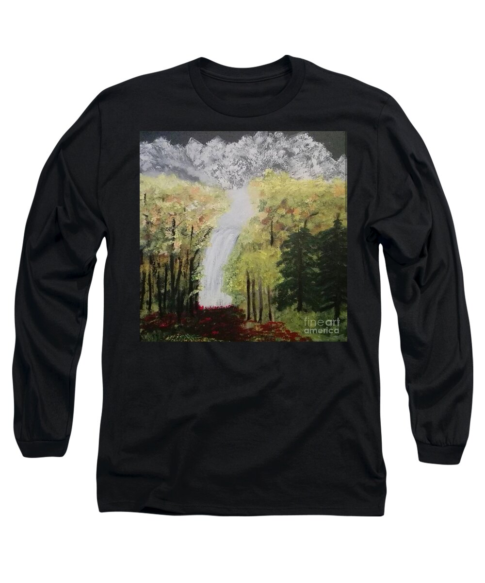 Acrylic Painting Long Sleeve T-Shirt featuring the painting Crystal Mountain by Denise Morgan