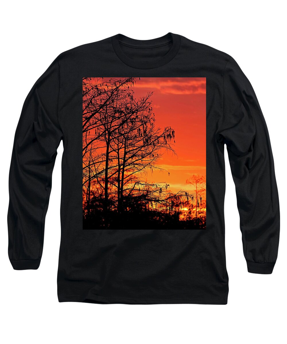 Sky Long Sleeve T-Shirt featuring the photograph Cypress Swamp Sunset by Steve DaPonte