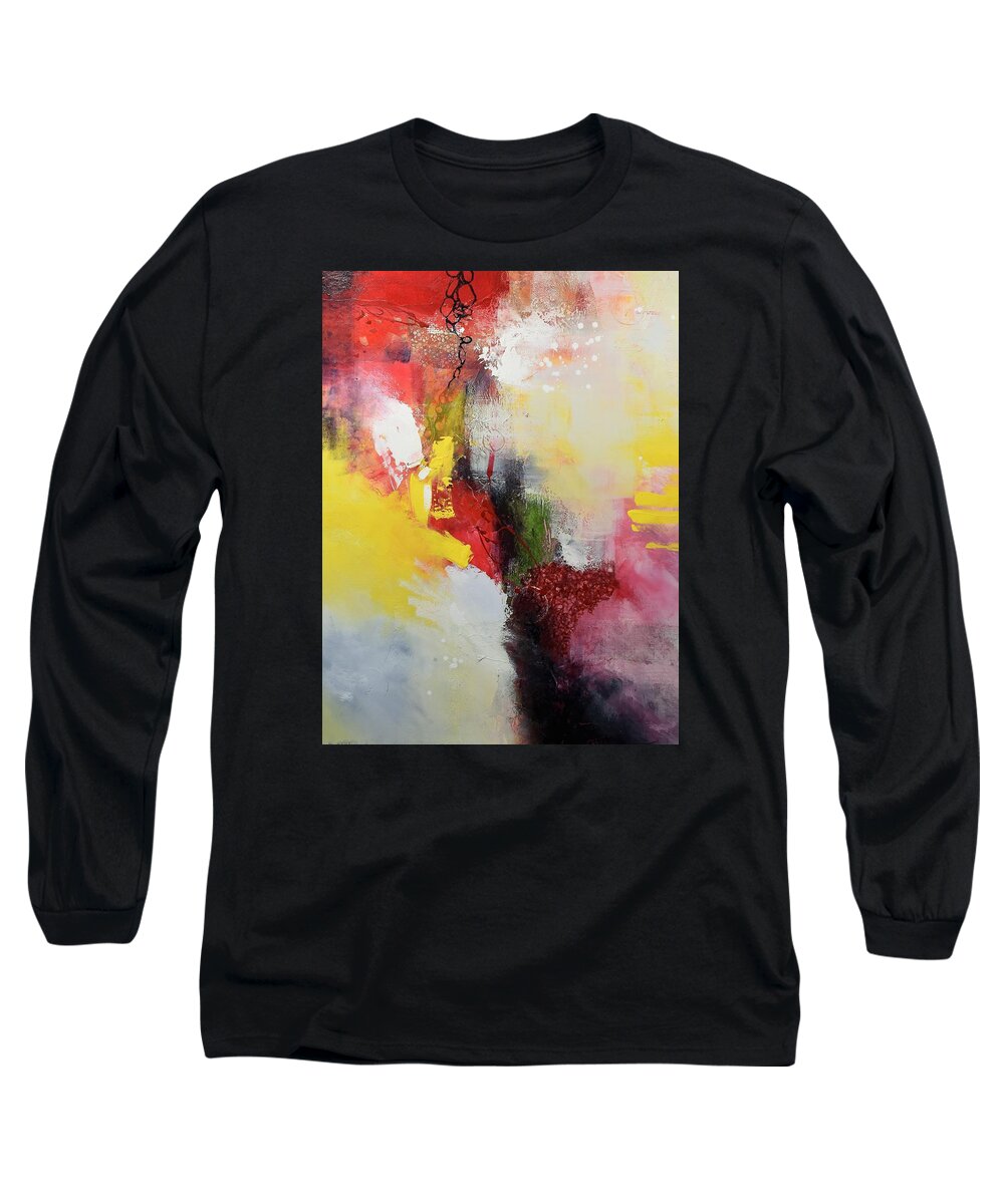Abstract Long Sleeve T-Shirt featuring the painting Dante's World by Vivian Mora