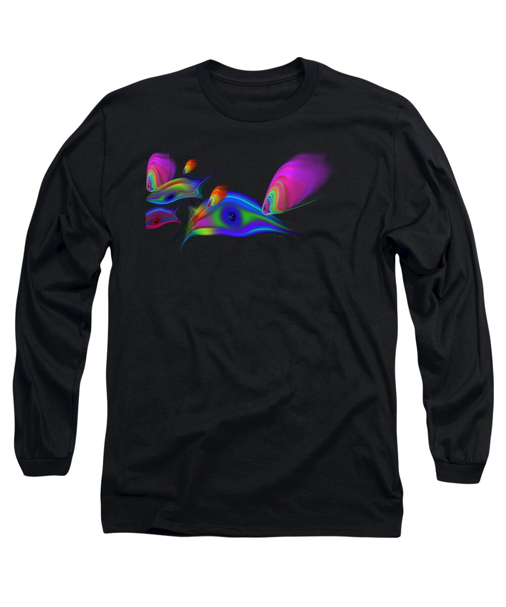 Rainbow Fish Long Sleeve T-Shirt featuring the digital art Deep Cool by Charles Stuart