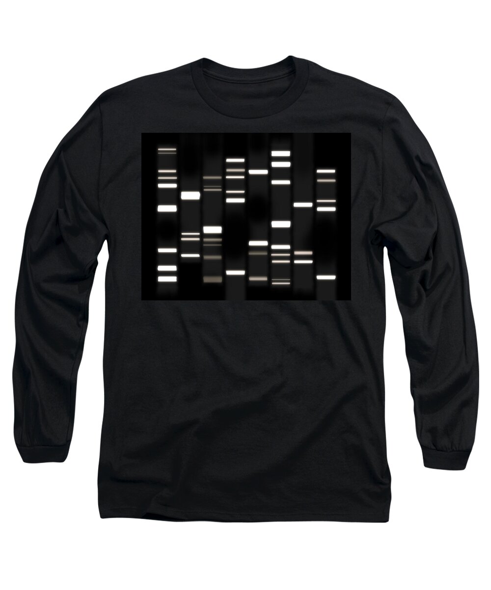 Dna Art Long Sleeve T-Shirt featuring the digital art DNA Art White on Black by Michael Tompsett
