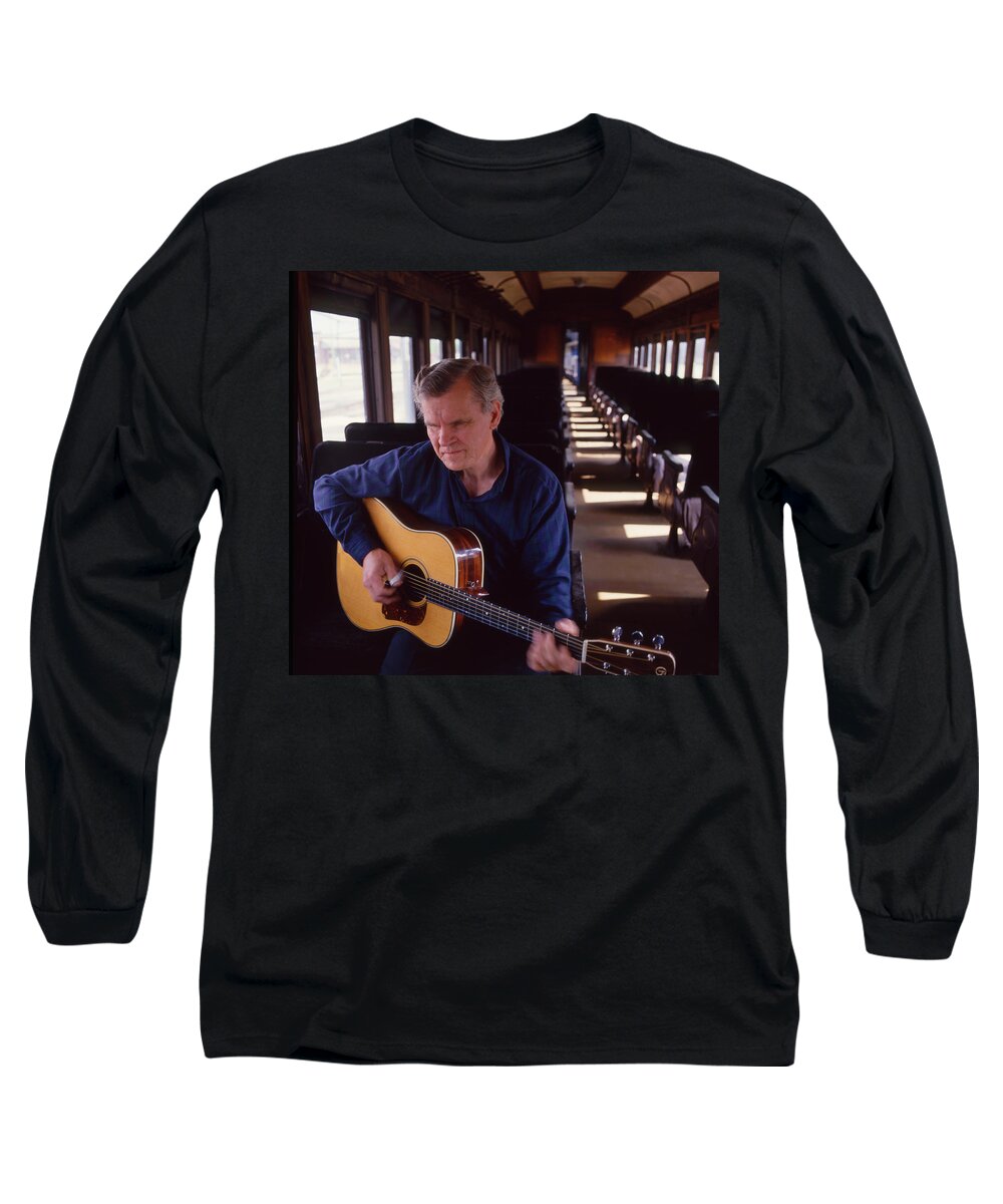 American Guitarist Long Sleeve T-Shirt featuring the photograph Doc Watson Cover Of Riding The Midnight by W & D McINTYRE