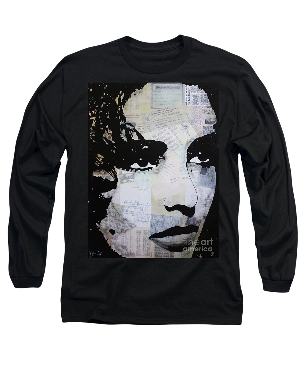 Elizabeth Taylor Long Sleeve T-Shirt featuring the mixed media Elizabeth Taylor by Kathleen Artist PRO