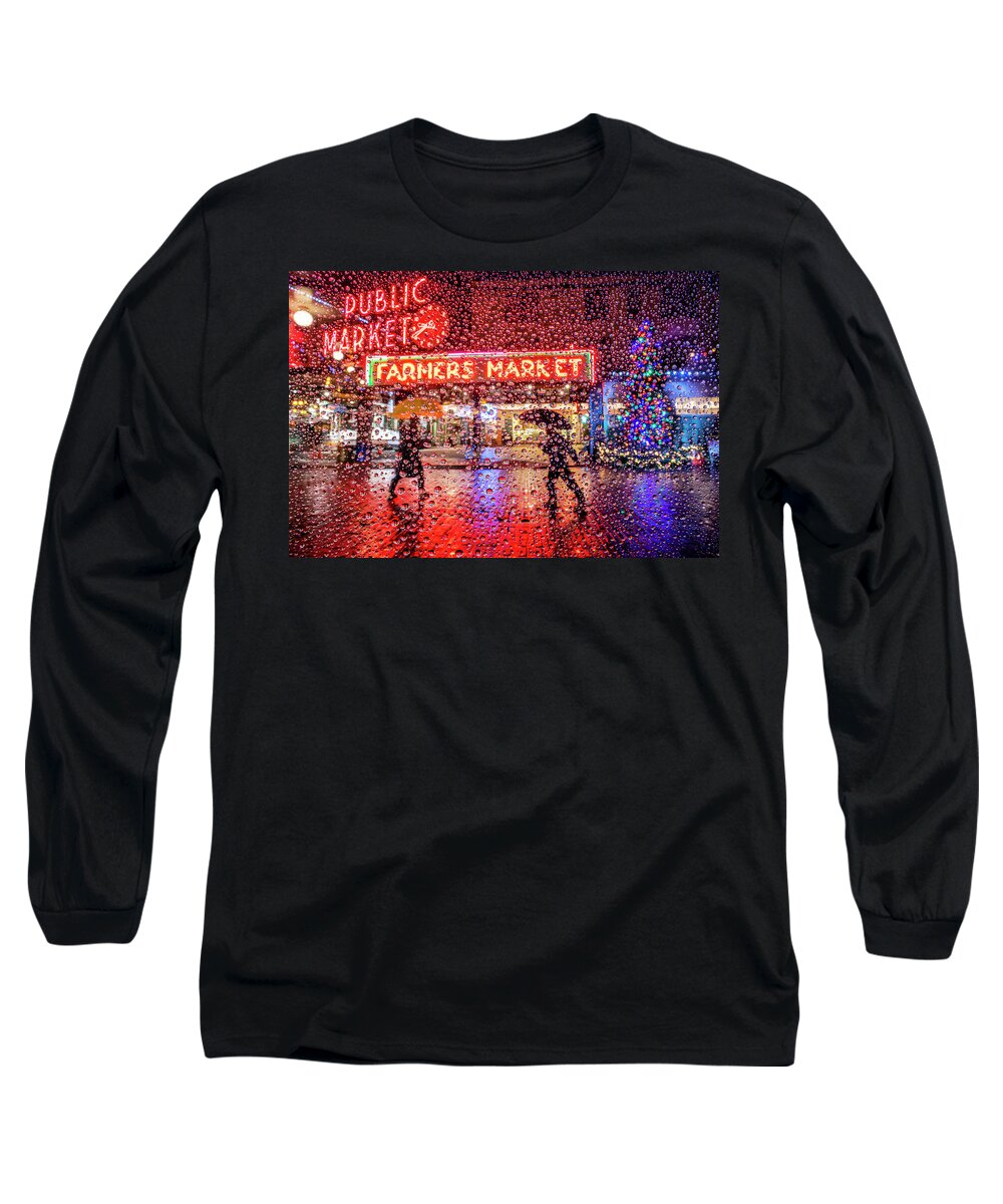 Pike Place Market Long Sleeve T-Shirt featuring the photograph Festive Pike Place Market by Yoshiki Nakamura