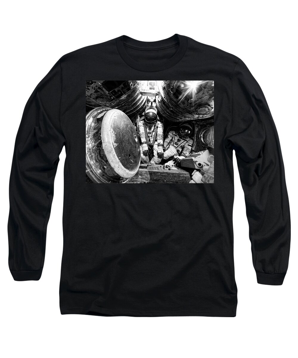 First Runner Up Long Sleeve T-Shirt featuring the photograph First Runner Up -- Soyuz Descent Module at the Cabot Space and Science Center in Oakland, California by Darin Volpe