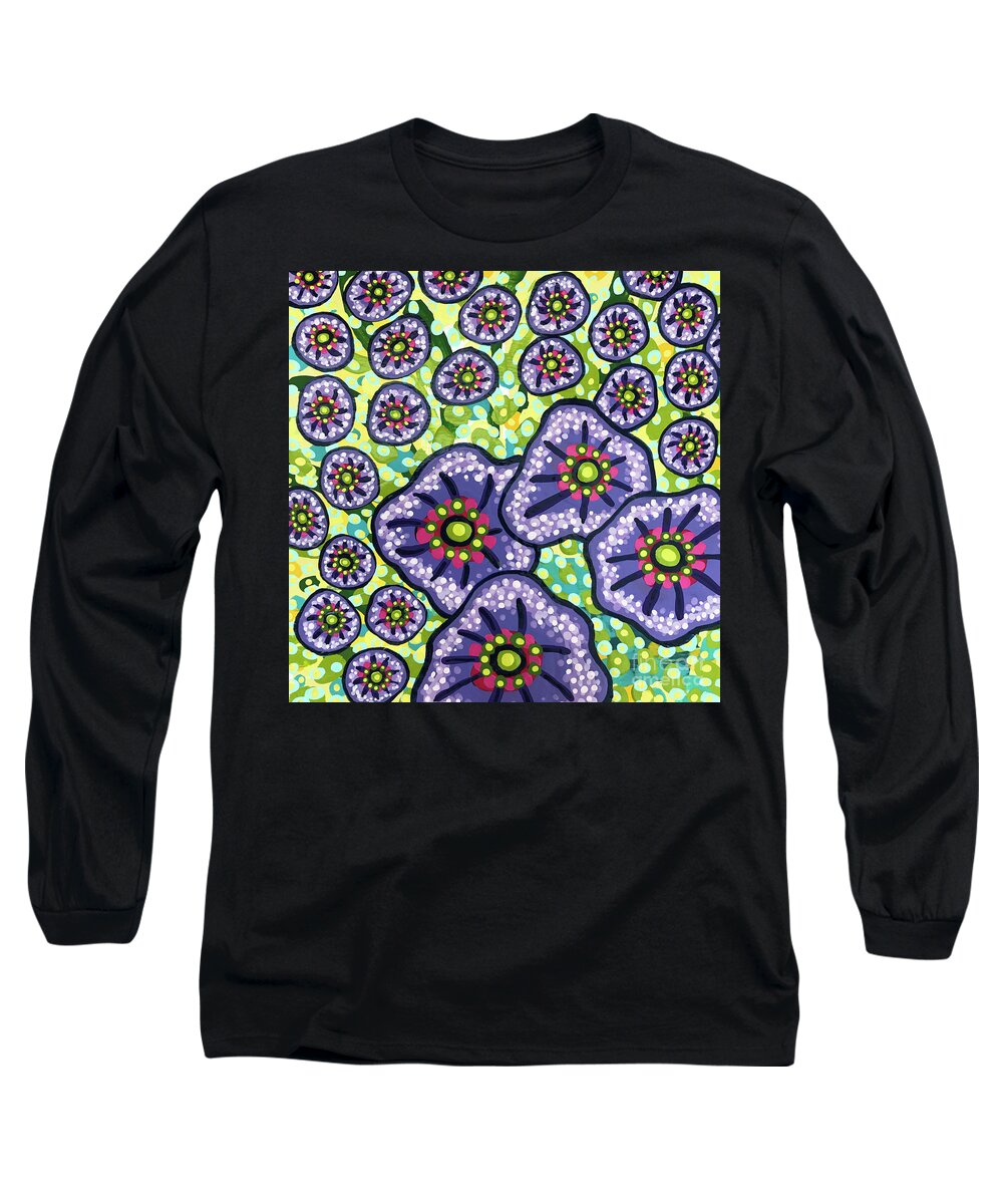 Floral Long Sleeve T-Shirt featuring the painting Floral Whimsy 4 by Amy E Fraser