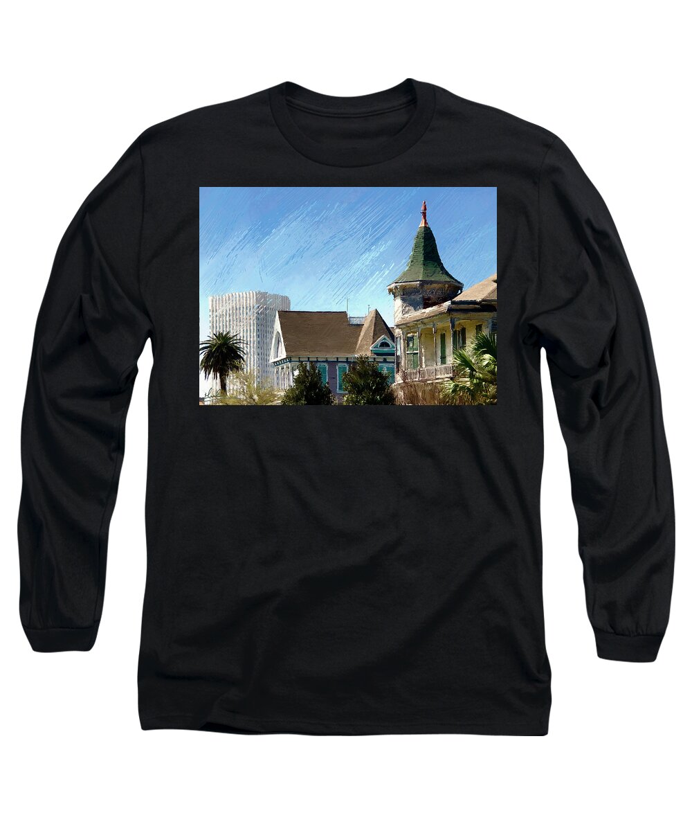 Galveston Long Sleeve T-Shirt featuring the photograph Galveston Architecture Row by GW Mireles