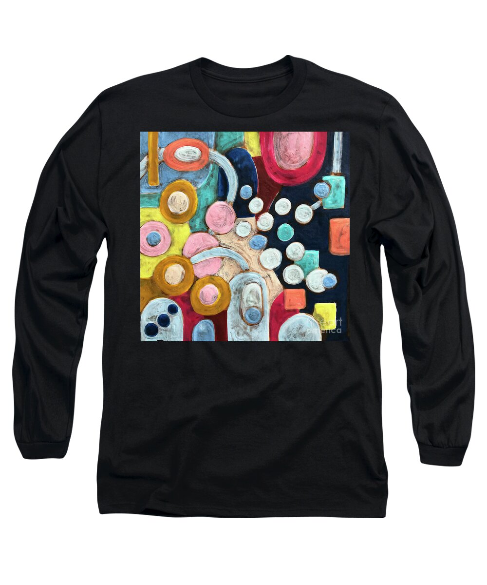 Abstract Long Sleeve T-Shirt featuring the painting Geometric Abstract 3 by Amy E Fraser