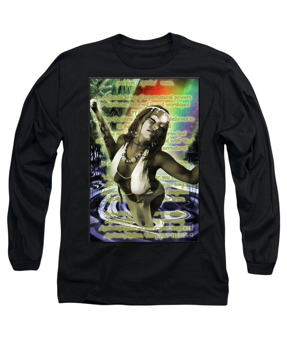 Dark Long Sleeve T-Shirt featuring the digital art Goddess Blessings by Recreating Creation