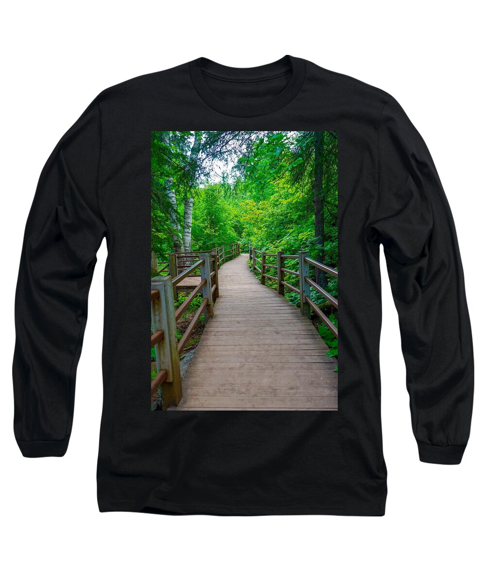 Forest Long Sleeve T-Shirt featuring the photograph Gooseberry River Trail by Susan Rydberg