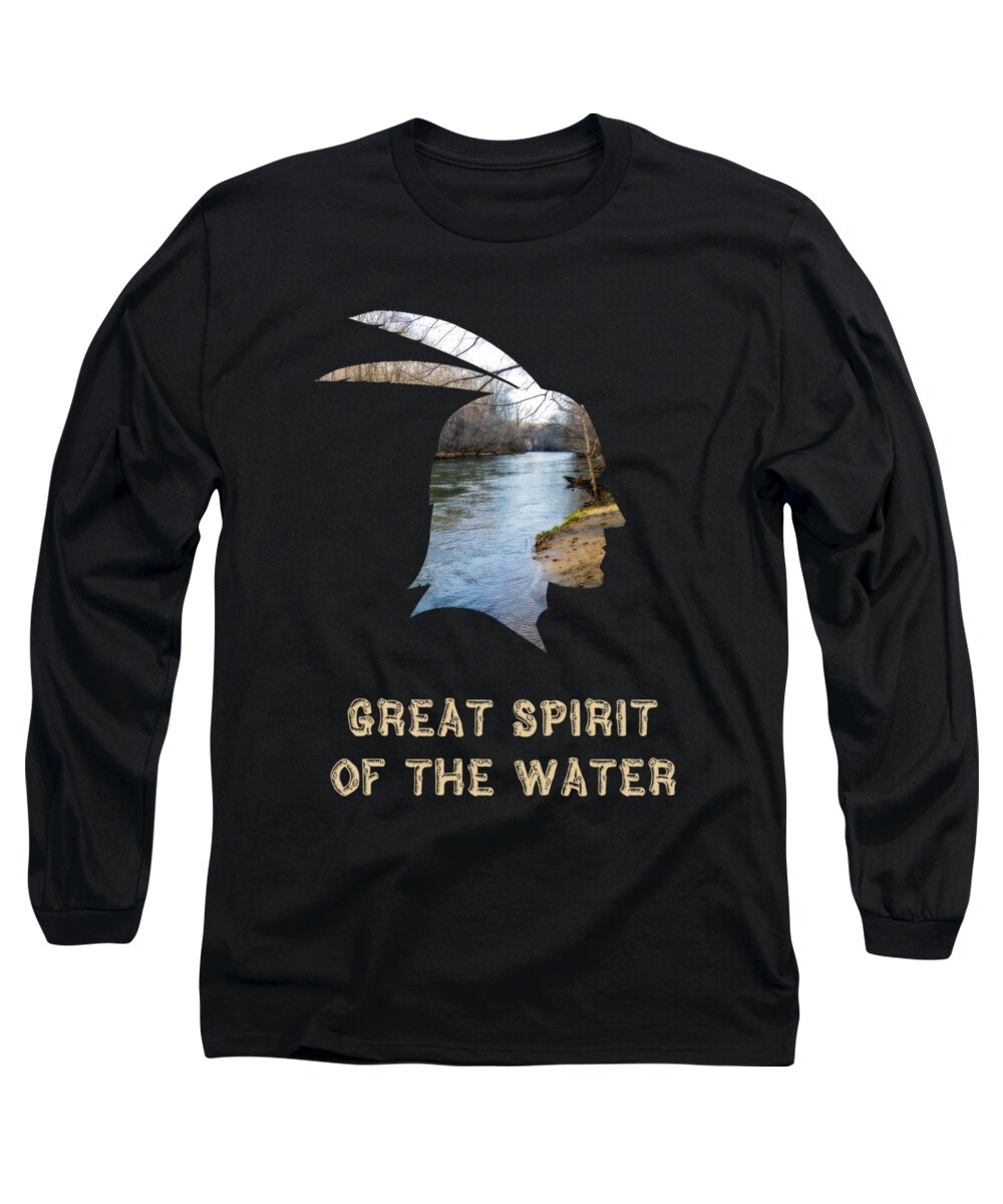 2d Long Sleeve T-Shirt featuring the photograph Great Spirit Of The Water Text by Brian Wallace