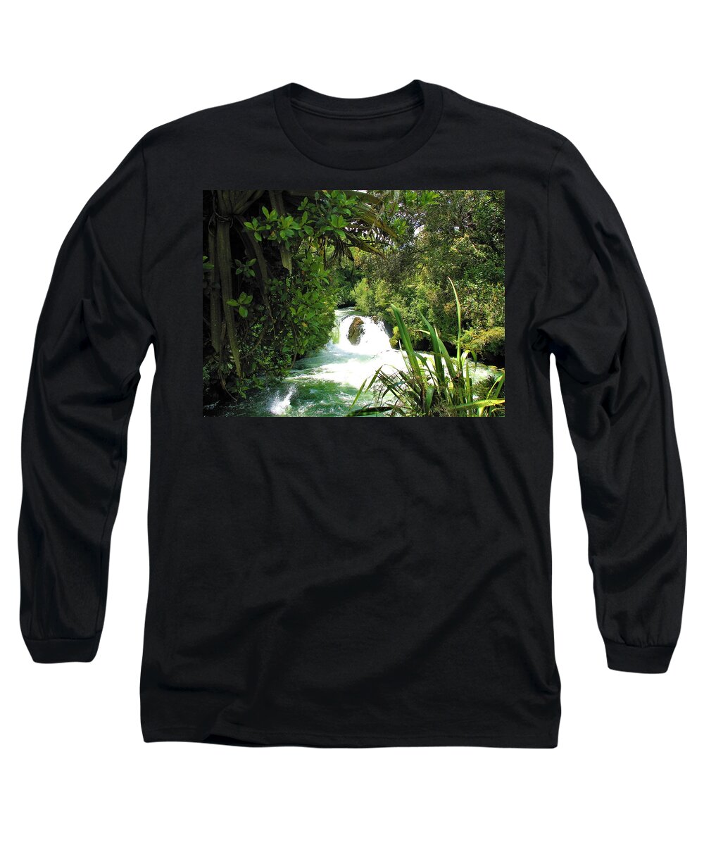 View Long Sleeve T-Shirt featuring the photograph Huka Falls Waikato River New Zealand by Joan Stratton