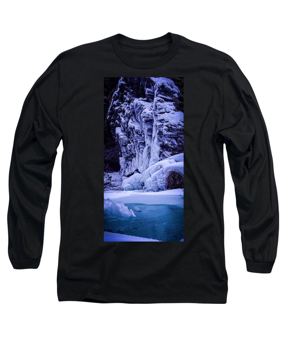 Ice Long Sleeve T-Shirt featuring the photograph Iced rock by Thomas Nay