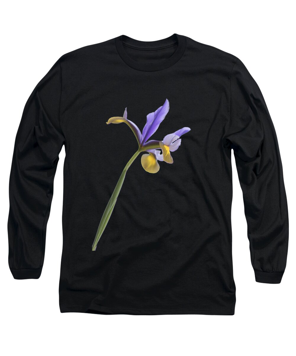 Floral Long Sleeve T-Shirt featuring the photograph Iris on a transparent background by Terri Waters