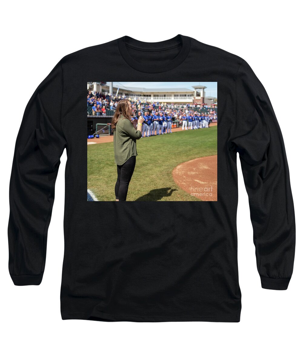 National Anthem Long Sleeve T-Shirt featuring the photograph Jordan Rankin sings the National Anthem by Randy Jackson