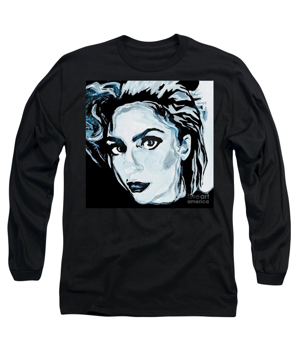 Lady Gaga Long Sleeve T-Shirt featuring the mixed media Lady Gaga Enigma by Tanya Filichkin