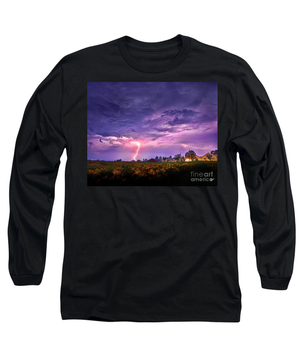 Lighting Long Sleeve T-Shirt featuring the photograph Lighting Maine Farm by Alana Ranney