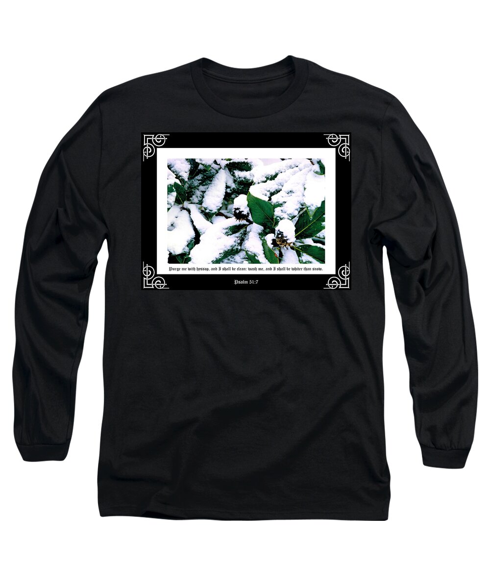 Southern Magnolia Long Sleeve T-Shirt featuring the photograph Magnolia in Snow Deluxe Border PS 51 vs 7 by Mike McBrayer
