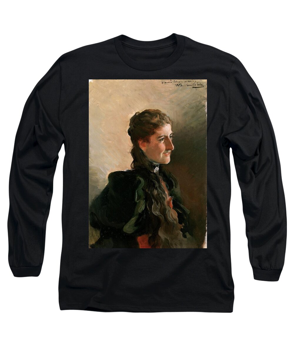 Oil On Canvas Long Sleeve T-Shirt featuring the painting 'Maria Picon y Pardinas', 1893, Spanish School, Oil on canvas, 66 cm x 46... by Emilio Sala Frances -1850-1910-