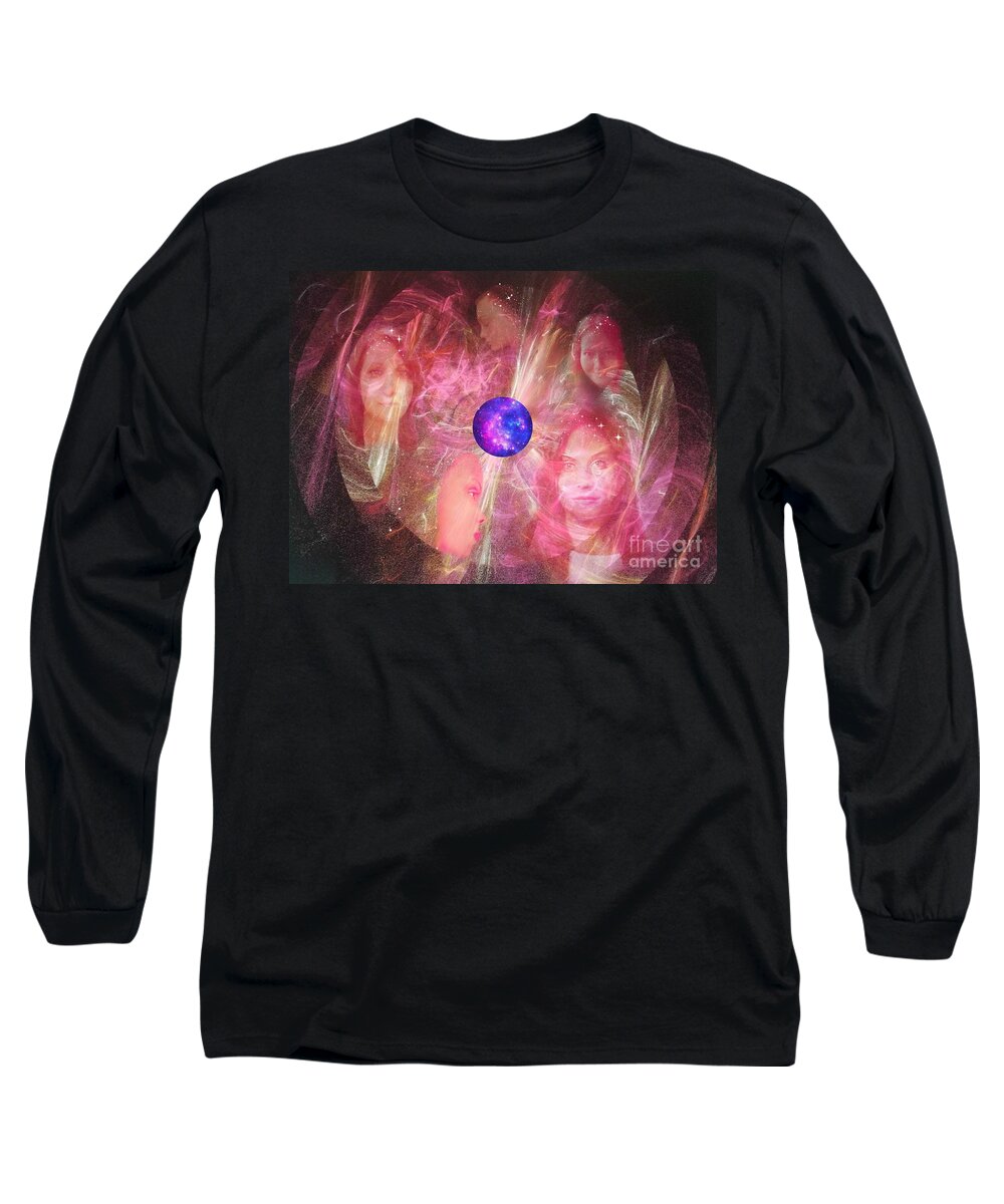 Spirits Long Sleeve T-Shirt featuring the mixed media Ministering Spirits by Diamante Lavendar